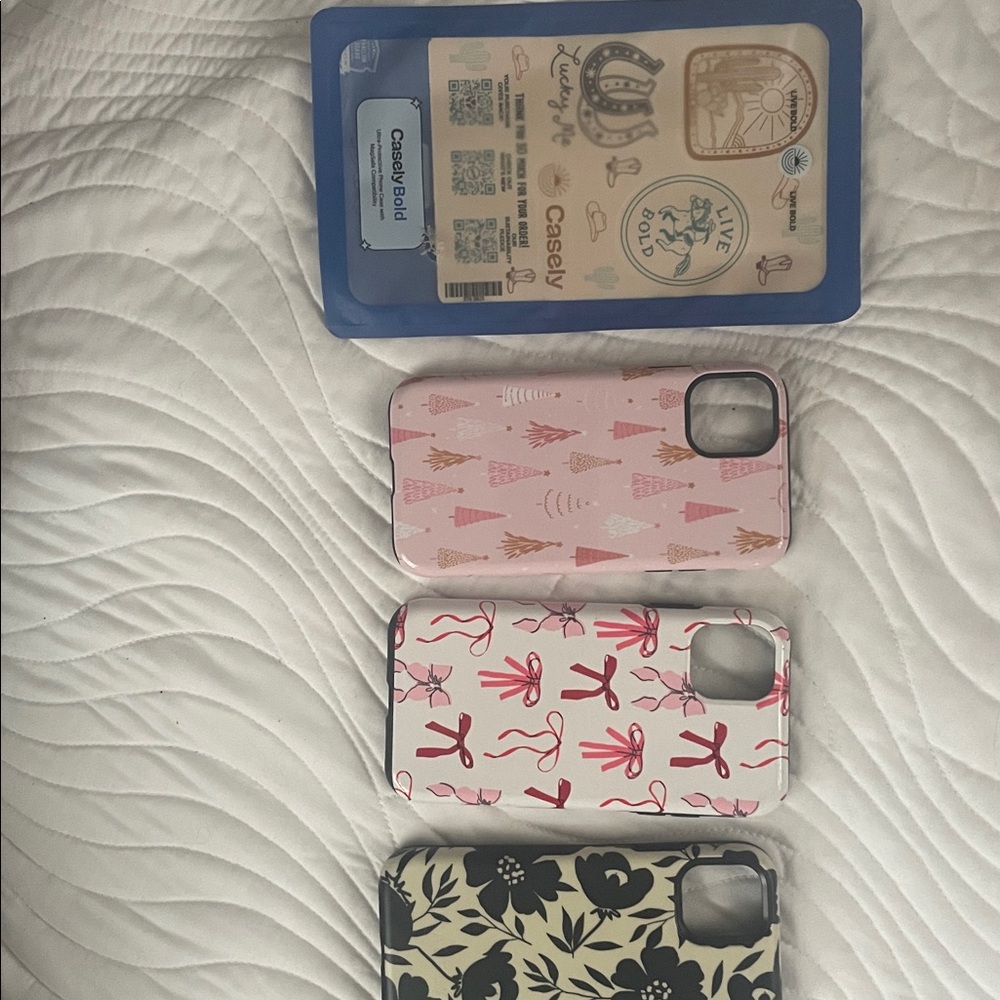 Casely iPhone Case Set - Pink, White, Black Floral Designs